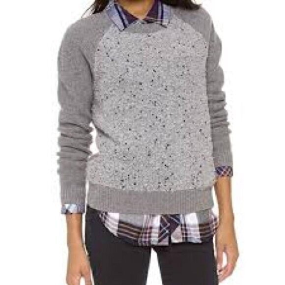 Madewell Women's Black‎ and Grey Marled Wool Blend Crew Neck Sweater- Size Small - Picture 1 of 10